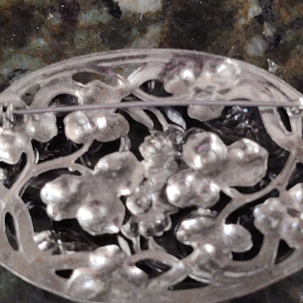 Oversized Vintage Danish 900 Silver Floral Brooch